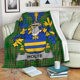 Scottish Holte or Holt Coat of Arms Family Crest Ireland Blanket Irish National Tartan Irish County Blanket