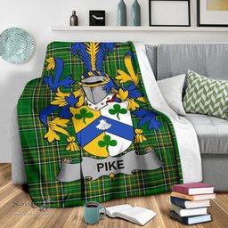 Scottish Pike Coat of Arms Family Crest Ireland Blanket Irish National Tartan Irish County Blanket