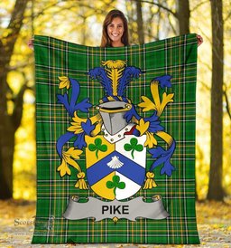 Scottish Pike Coat of Arms Family Crest Ireland Blanket Irish National Tartan Irish County Blanket