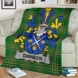 Scottish Dinneen or O'Dinneen Coat of Arms Family Crest Ireland Blanket Irish National Tartan Irish County Blanket