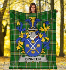 Scottish Dinneen or O'Dinneen Coat of Arms Family Crest Ireland Blanket Irish National Tartan Irish County Blanket
