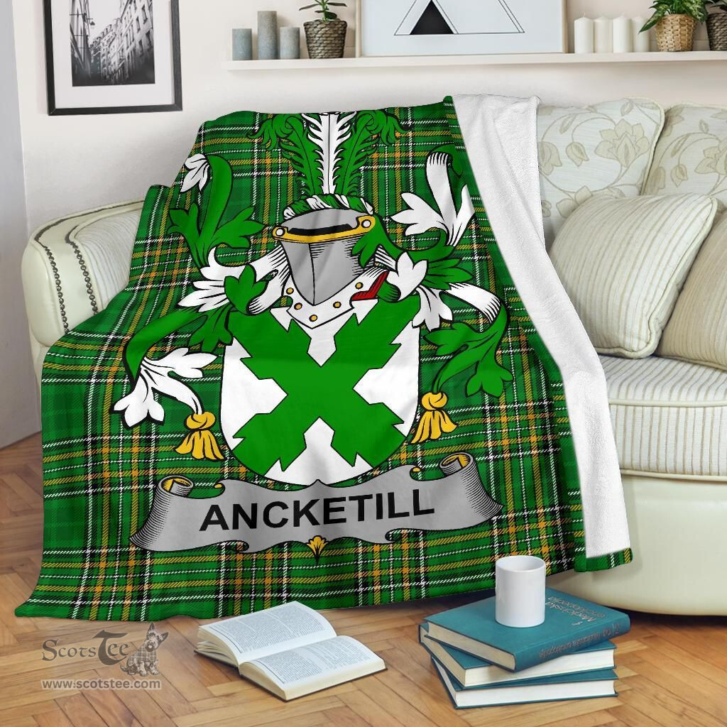 Scottish Ancketill Coat of Arms Family Crest Ireland Blanket Irish National Tartan Irish County Blanket