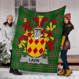 Scottish Lavin or O'Lavin Coat of Arms Family Crest Ireland Blanket Irish National Tartan Irish County Blanket