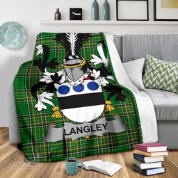 Scottish Langley Coat of Arms Family Crest Ireland Blanket Irish National Tartan Irish County Blanket