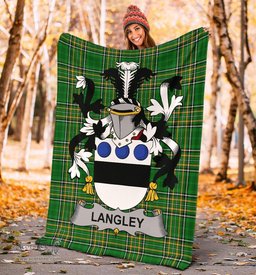 Scottish Langley Coat of Arms Family Crest Ireland Blanket Irish National Tartan Irish County Blanket