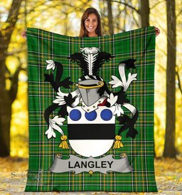 Scottish Langley Coat of Arms Family Crest Ireland Blanket Irish National Tartan Irish County Blanket