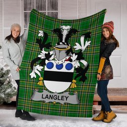 Scottish Langley Coat of Arms Family Crest Ireland Blanket Irish National Tartan Irish County Blanket