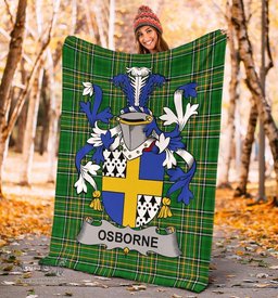 Scottish Osborne Coat of Arms Family Crest Ireland Blanket Irish National Tartan Irish County Blanket