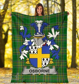 Scottish Osborne Coat of Arms Family Crest Ireland Blanket Irish National Tartan Irish County Blanket