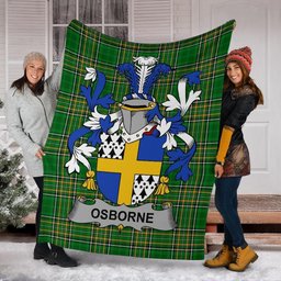 Scottish Osborne Coat of Arms Family Crest Ireland Blanket Irish National Tartan Irish County Blanket