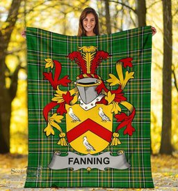Scottish Fanning Coat of Arms Family Crest Ireland Blanket Irish National Tartan Irish County Blanket