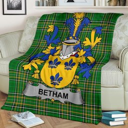 Scottish Betham Coat of Arms Family Crest Ireland Blanket Irish National Tartan Irish County Blanket