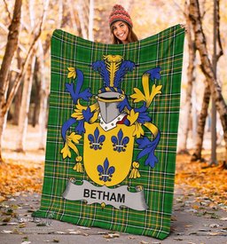Scottish Betham Coat of Arms Family Crest Ireland Blanket Irish National Tartan Irish County Blanket