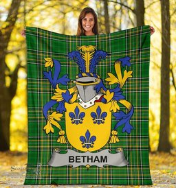 Scottish Betham Coat of Arms Family Crest Ireland Blanket Irish National Tartan Irish County Blanket