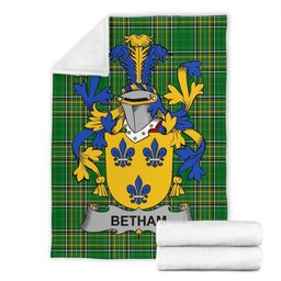 Scottish Betham Coat of Arms Family Crest Ireland Blanket Irish National Tartan Irish County Blanket