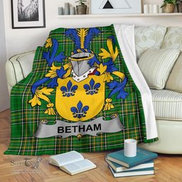 Scottish Betham Coat of Arms Family Crest Ireland Blanket Irish National Tartan Irish County Blanket