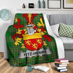 Scottish Fitz-Henry Coat of Arms Family Crest Ireland Blanket Irish National Tartan Irish County Blanket