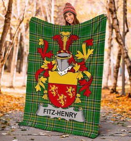 Scottish Fitz-Henry Coat of Arms Family Crest Ireland Blanket Irish National Tartan Irish County Blanket