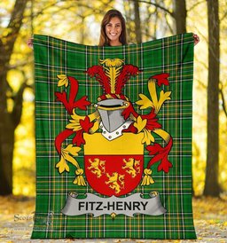 Scottish Fitz-Henry Coat of Arms Family Crest Ireland Blanket Irish National Tartan Irish County Blanket