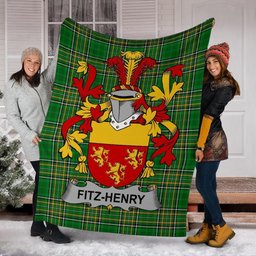 Scottish Fitz-Henry Coat of Arms Family Crest Ireland Blanket Irish National Tartan Irish County Blanket