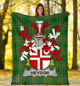Scottish Heydon Coat of Arms Family Crest Ireland Blanket Irish National Tartan Irish County Blanket