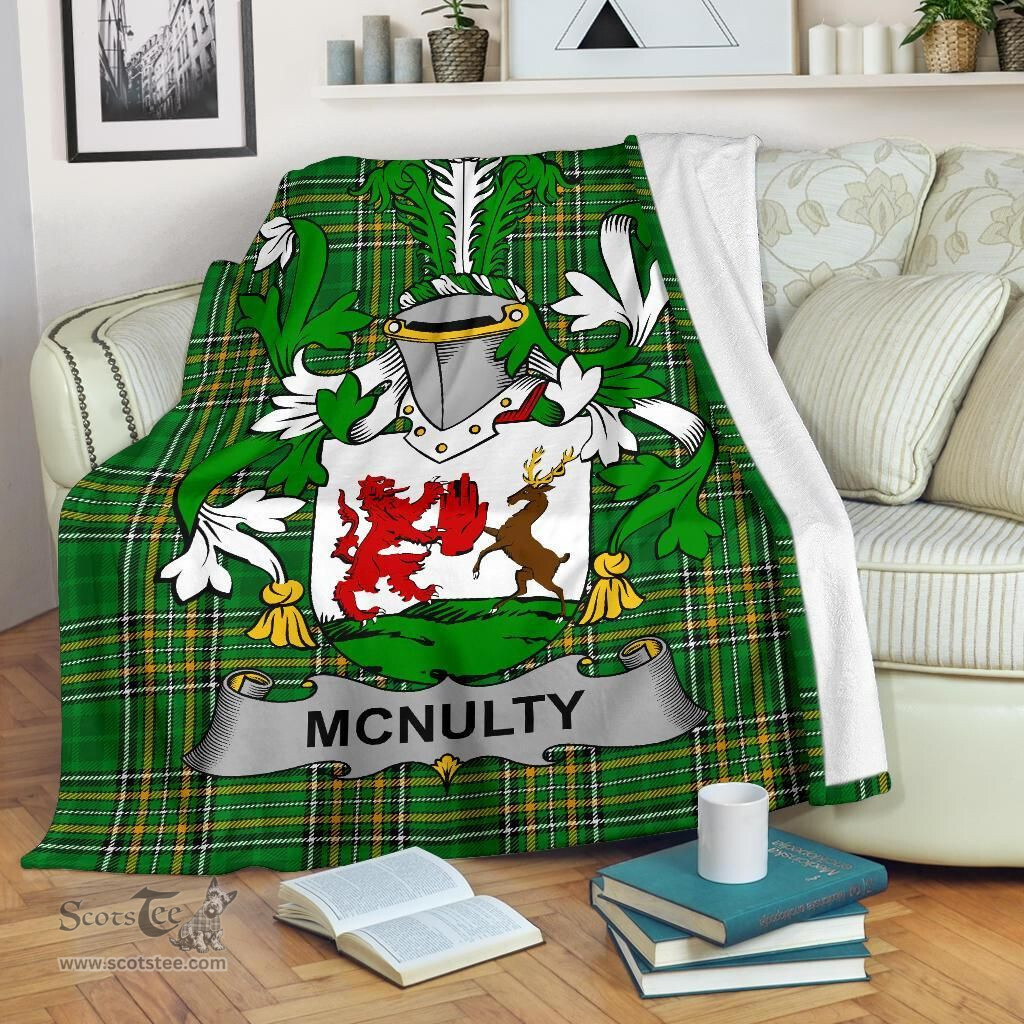 Scottish McNulty Coat of Arms Family Crest Ireland Blanket Irish National Tartan Irish County Blanket