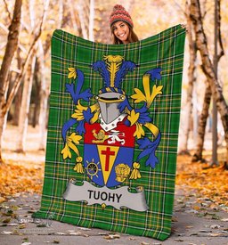 Scottish Tuohy or O'Toohey Coat of Arms Family Crest Ireland Blanket Irish National Tartan Irish County Blanket