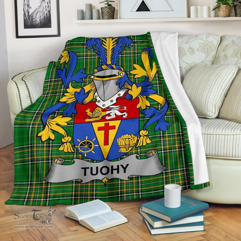 Scottish Tuohy or O'Toohey Coat of Arms Family Crest Ireland Blanket Irish National Tartan Irish County Blanket