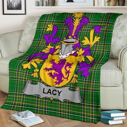 Scottish Lacy or De Lacy Coat of Arms Family Crest Ireland Blanket Irish National Tartan Irish County Blanket