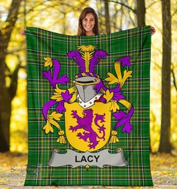 Scottish Lacy or De Lacy Coat of Arms Family Crest Ireland Blanket Irish National Tartan Irish County Blanket