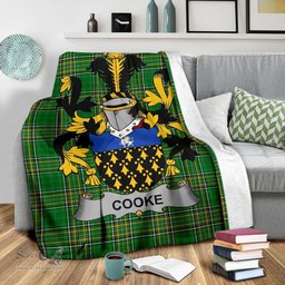 Scottish Cooke Coat of Arms Family Crest Ireland Blanket Irish National Tartan Irish County Blanket
