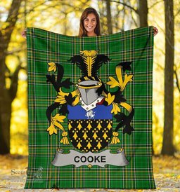 Scottish Cooke Coat of Arms Family Crest Ireland Blanket Irish National Tartan Irish County Blanket