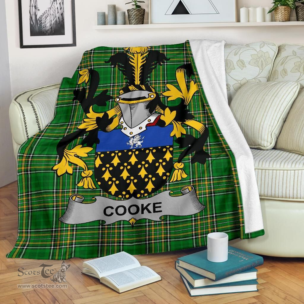 Scottish Cooke Coat of Arms Family Crest Ireland Blanket Irish National Tartan Irish County Blanket