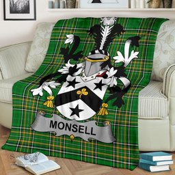 Scottish Monsell Coat of Arms Family Crest Ireland Blanket Irish National Tartan Irish County Blanket