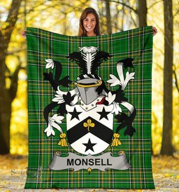 Scottish Monsell Coat of Arms Family Crest Ireland Blanket Irish National Tartan Irish County Blanket