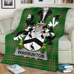 Scottish Warburton Coat of Arms Family Crest Ireland Blanket Irish National Tartan Irish County Blanket