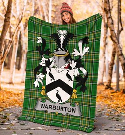 Scottish Warburton Coat of Arms Family Crest Ireland Blanket Irish National Tartan Irish County Blanket