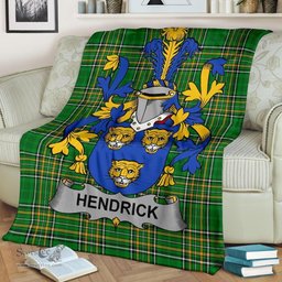 Scottish Hendrick or O'Henrick Coat of Arms Family Crest Ireland Blanket Irish National Tartan Irish County Blanket