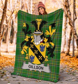 Scottish Gillson Coat of Arms Family Crest Ireland Blanket Irish National Tartan Irish County Blanket