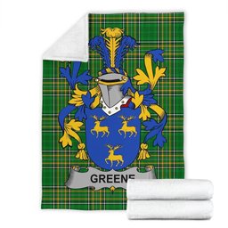 Scottish Greene Coat of Arms Family Crest Ireland Blanket Irish National Tartan Irish County Blanket