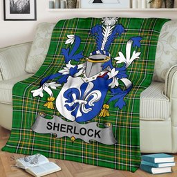 Scottish Sherlock Coat of Arms Family Crest Ireland Blanket Irish National Tartan Irish County Blanket