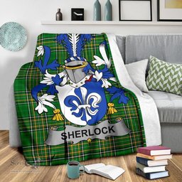 Scottish Sherlock Coat of Arms Family Crest Ireland Blanket Irish National Tartan Irish County Blanket