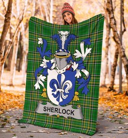 Scottish Sherlock Coat of Arms Family Crest Ireland Blanket Irish National Tartan Irish County Blanket