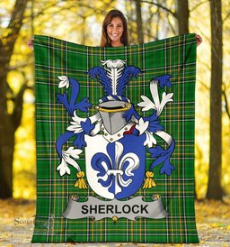 Scottish Sherlock Coat of Arms Family Crest Ireland Blanket Irish National Tartan Irish County Blanket