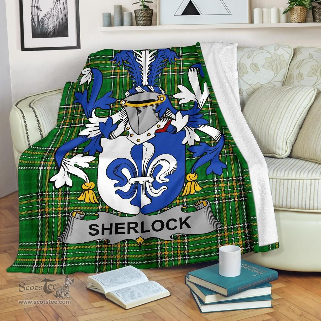 Scottish Sherlock Coat of Arms Family Crest Ireland Blanket Irish National Tartan Irish County Blanket