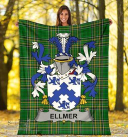 Scottish Ellmer Coat of Arms Family Crest Ireland Blanket Irish National Tartan Irish County Blanket