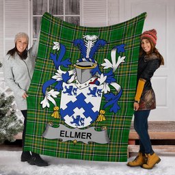 Scottish Ellmer Coat of Arms Family Crest Ireland Blanket Irish National Tartan Irish County Blanket