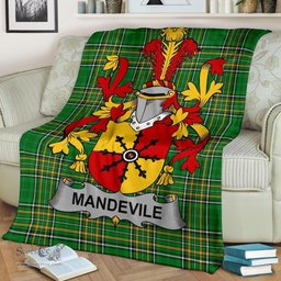 Scottish Mandevile Coat of Arms Family Crest Ireland Blanket Irish National Tartan Irish County Blanket