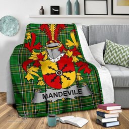 Scottish Mandevile Coat of Arms Family Crest Ireland Blanket Irish National Tartan Irish County Blanket