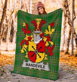 Scottish Mandevile Coat of Arms Family Crest Ireland Blanket Irish National Tartan Irish County Blanket
